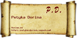 Petyka Dorina névjegykártya